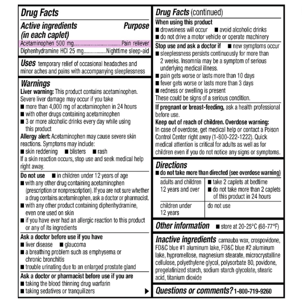 Acetaminofeno Noturno (Paracetamol), Força Tripla, 500mg, 100 Comprimidos, Amazon Elements