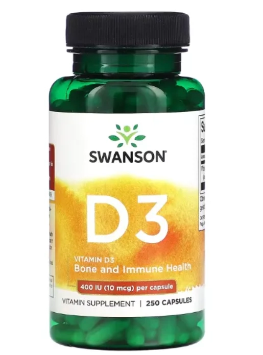 Vitamina D3 400UI, 250 Cápsulas, Swanson