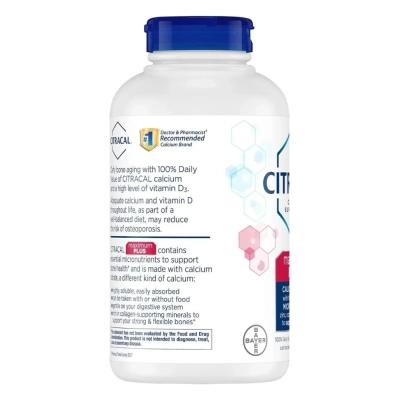 Citracal, Suplemento de Cálcio + D3, Máximo Plus, 120 Cápsulas Revestidas, Bayer