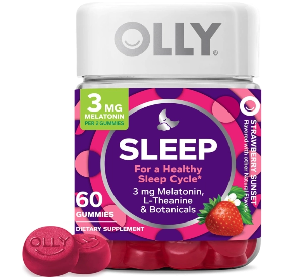 Sleep Melatonina 3mg, Com L-teanina, Camomila e Erva-cidreira, 60 Gomas, OLLY