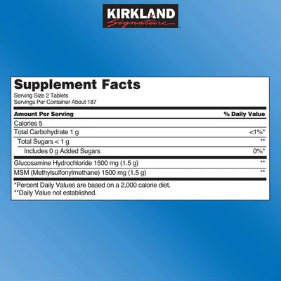 Glucosamina com MSM, 1.500mg, 375 Tablets, Kirkland