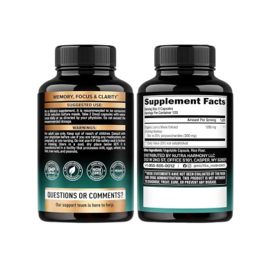 Lion's Mane 1200Mg Extra Strength, Cápsulas Opções, Nutra Harmony