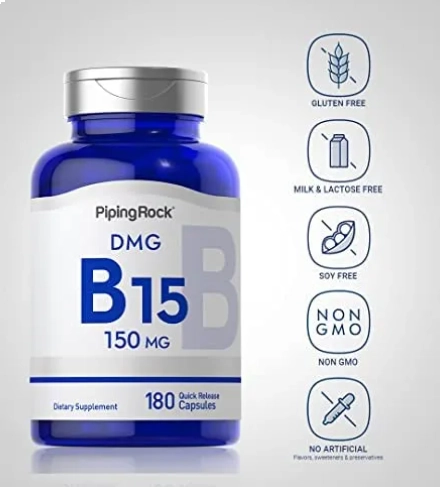 Vitamina DMG B-15 150mg, 180 Cápsulas, PipingRock
