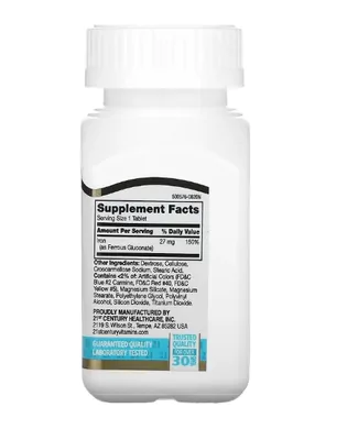 Ferro de Alta Potência, 27mg, 110 Comprimidos, 21st Century
