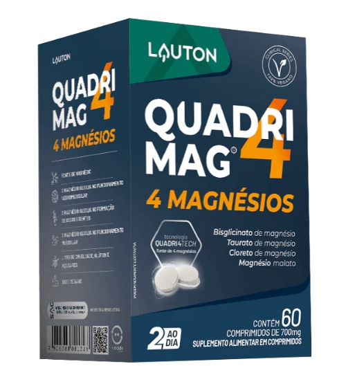 Quadrimag 4 Magnésios, 60 Cápsulas, Lauton Nutrition