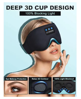 Máscara de dormir 3D, com Bluetooth E ruído branco, Sem fio para uso com Fones, LC-dolida