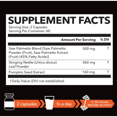 Saw Palmetto 3x Formula, com Extrato de Urtiga e Semente de Abóbora, 120 Cápsulas, Havasu Nutrition