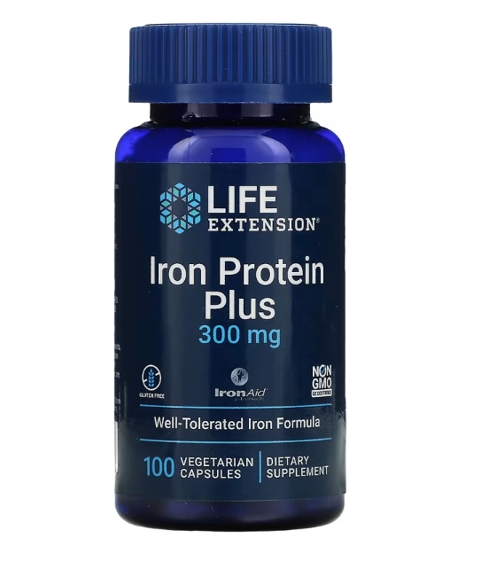 Ferro Protein Plus, 300mg, 100 Cápsulas, Life Extension