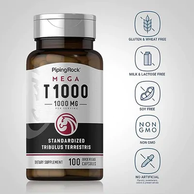 Tribulus Terrestris, 1000mg, 100 Cápsulas, PipingRock