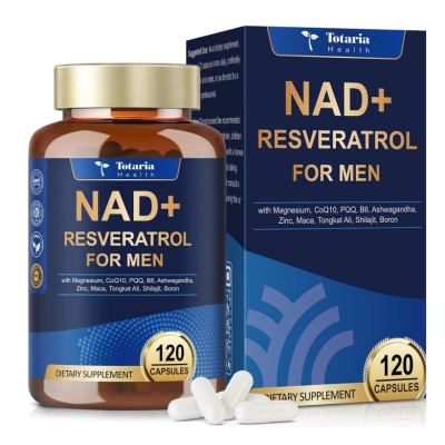 NAD+  com Trans-Resveratrol  para Homens, 120 Cápsulas, Totaria Health