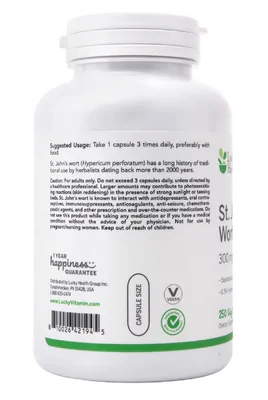 St. John's Wort, 300mg, 250 Cápsulas Vegetais, Lucky Vitamin