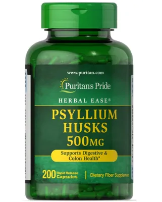 Psyllium Husks (Cascas de Psyllium), 500mg, 200 Cápsulas, Puritan's Pride