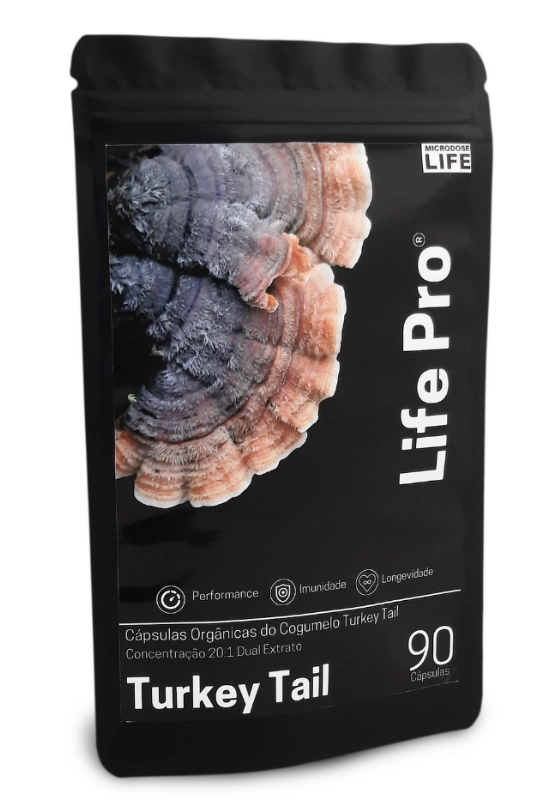 Extrato Turkey Tail Cogumelo da Cura, Reforça sua Imunidade e Maximize sua Vitalidade, 90 Cápsulas, Microdose Life