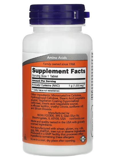 NAC, 1000mg, 60 comprimidos, Now
