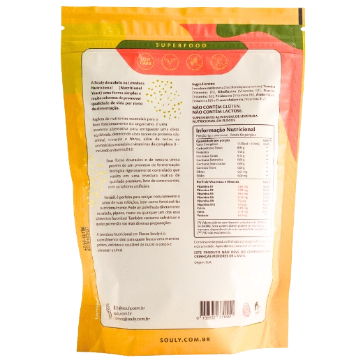 Levedura Nutricional em Flocos, 180g, Souly