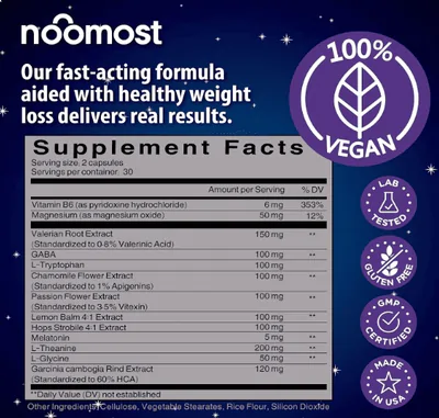 Natural Sleep Aid, Auxiliar de Sono Totalmente Natural, Com Magnésio, L-teanina e Garcínia, 60 Capsulas, Doctor Formula