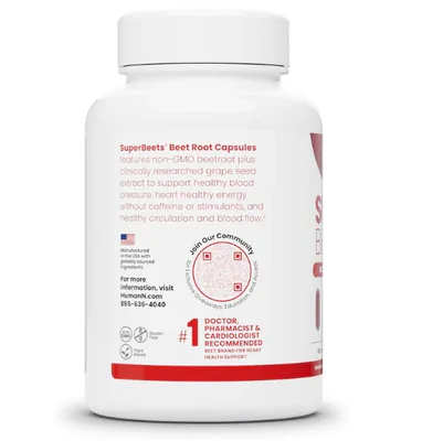 SuperBeets, Raiz de Beterraba 1000mg, 90 Cápsulas, HumanN