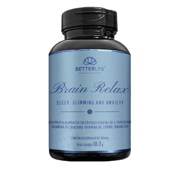 Brain Relax, com L-triptofano, B3 e B6, 60 Cápsulas, Betterlife