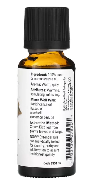 Óleo Essencial, Cinnamomum cassia, 30ml, Now