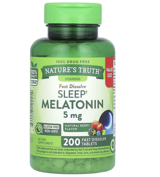 Sleep Melatonina 5mg, 200 Tablets Fast Dissolve, Nature's Truth