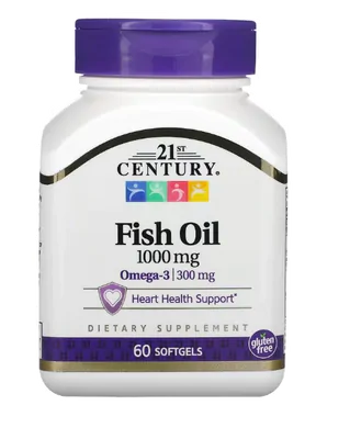 Ômega-3, Fish Oil, 1000mg, 60 Cápsulas, 21st Century