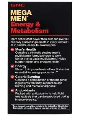 Mega Men Multivitamínico, Energy e Metabolism, 90 Cápsulas, GNC