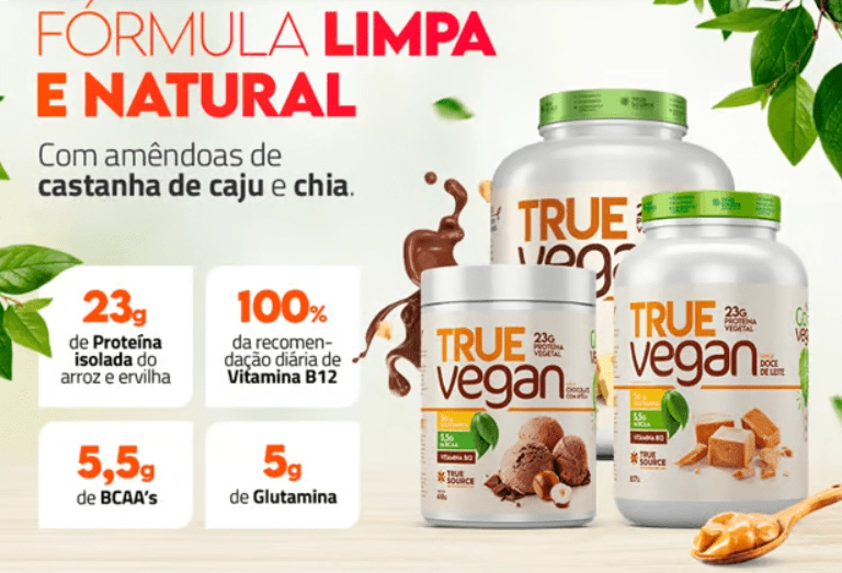 Proteína Vegana, True Vegan, Sabor Chocolate com Avelã, 418g, True Source