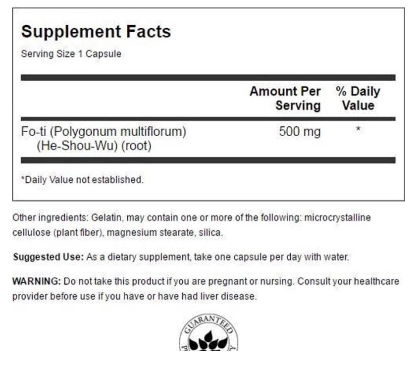 Fo-Ti, 500mg, 60 Cápsulas, Swanson