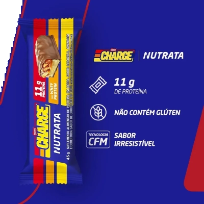 Barra de Proteína, Charge Bar, 3 Unidades, 45g cada, Nutrata