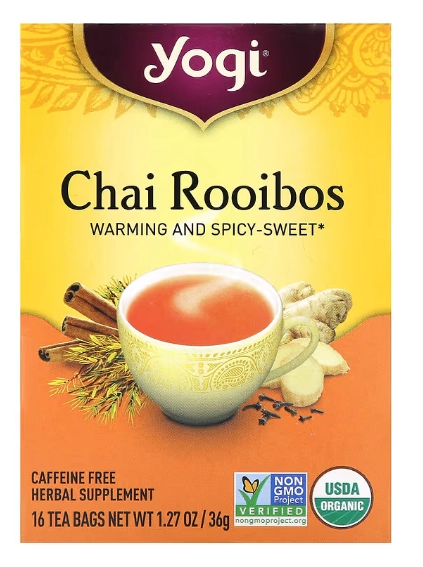 Chá Chai Rooibos, Sem Cafeína, 16 Saquinhos, 36g, Yogi 