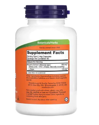 Dopa Mucuna, 180 cápsulas, Now