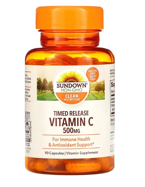 Vitamina C, 500mg, 90 Cápsulas, Liberação Programada, Sundown