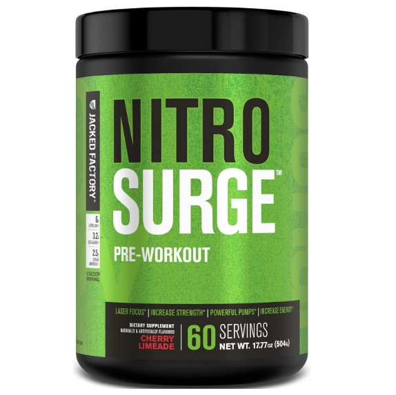 Pré Treino Nitro Surge, Sabor Cherry Limeade, 504g, Jacked Factory