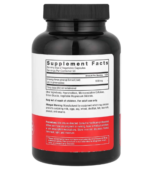 Panax ginseng 1000mg, 100 Cápsulas, Force Factor