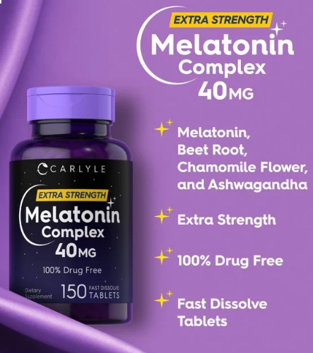 Melatonina 40mg, Fast Dissolve, 150 Comprimidos Sublinguais, Carlyle