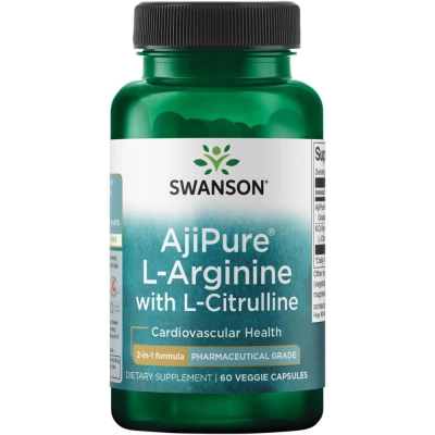 AjiPure L-Arginina 540mg com L-Citrulina, 60 Cápsulas, Swanson