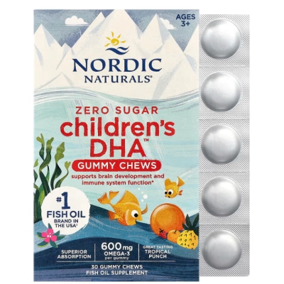 DHA 355mg para Crianças, 30 Gomas Sabor Ponche Tropical, Nordic Naturals