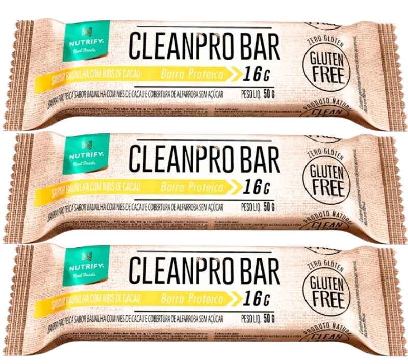 Cleanpro Bar, Barra de Proteina, Sabores, 3 Unidades 50g Cada, Nutrify