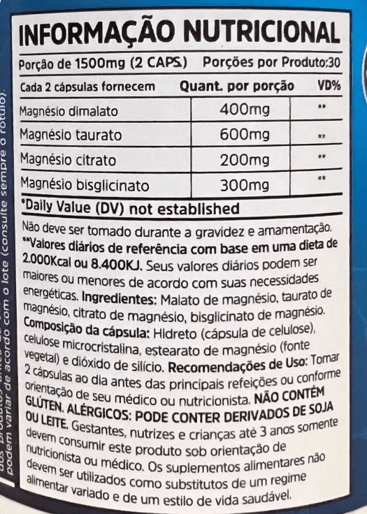 Quadmagnésio, Magnésio 4 em 1, 1500mg, 60 Cápsulas, Sunfood