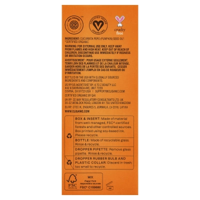 Óleo de Semente de Abóbora Orgânico 100% Puro, 120ml, Cliganic