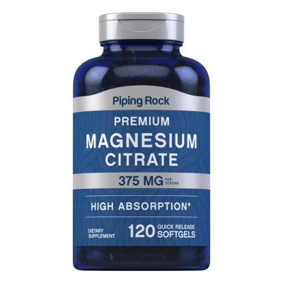 Citrato de magnésio 375 mg, 120 Cápsulas - PipingRock 