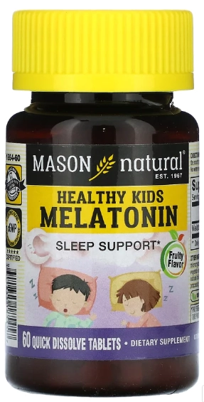 Melatonina 500mcg, 60 Comprimidos Solvíeis, Healthy Kids,  Mason Natural