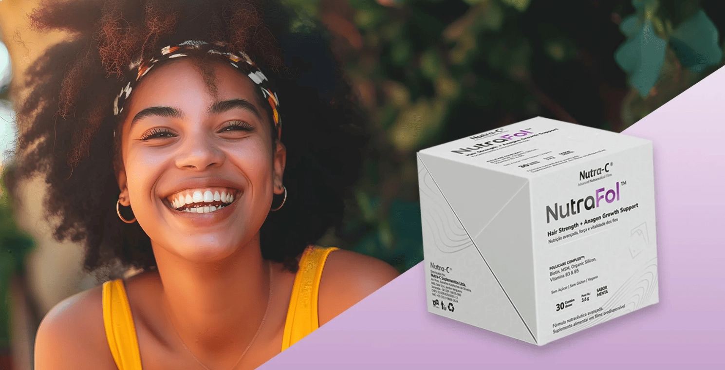 NutraFol, Estimulo ao Crescimento e Fortalecimento dos Fios, 30 Filmes Orodispersíveis Sabor Menta, Nutra-C 
