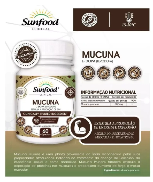 Mucuna, 800mg, 60 Capsulas, Sunfood