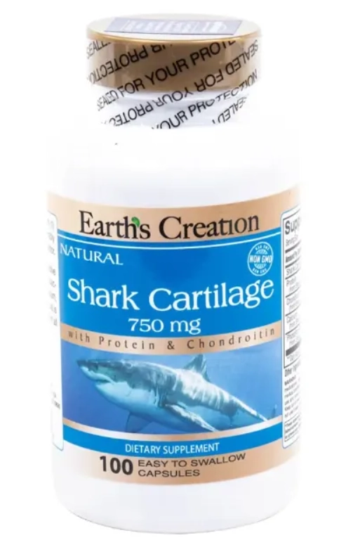 Shark Cartilage 750mg, 100 Cápsulas, Earth's Creation