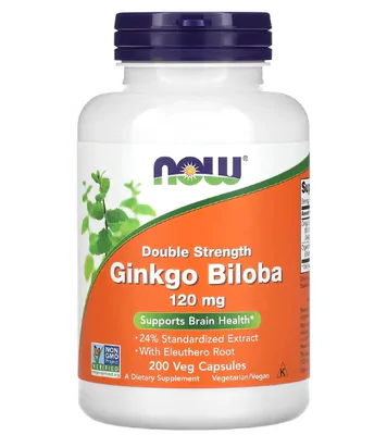 Ginkgo Biloba, Double Strength, 120mg, 200 Cápsulas, Now