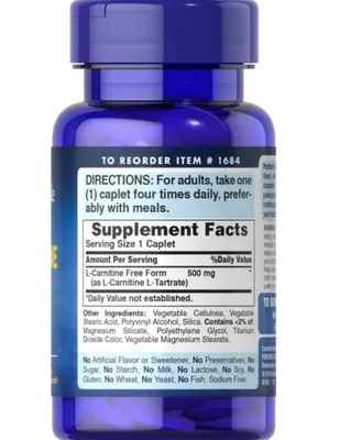 L-Carnitina 500mg, 60 Capsulas, Puritan's Pride