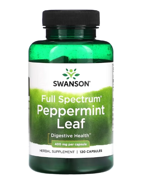 Folha de hortelã-pimenta, Peppermint Leaf, 400mg, 120 cápsulas, Swanson
