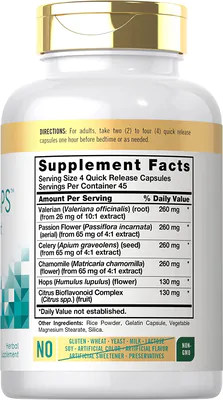 Calm Caps, Relaxante com valeriana, maracujá e camomila, 180 Capsulas, Carlyle