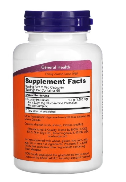 Sulfato de Glucosomina, 750 mg, 120 Cápsulas, Now